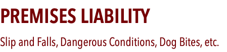 PREMISES LIABILITY Slip and Falls, Dangerous Conditions, Dog Bites, etc.